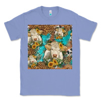 Colony Blue sunflowers charolais cow seamless pattern Classic Tee - HRA Design Shop
