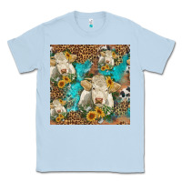 Dusty Blue sunflowers charolais cow seamless pattern Classic Tee - HRA Design Shop