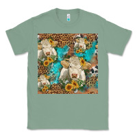 Sage sunflowers charolais cow seamless pattern Classic Tee - HRA Design Shop