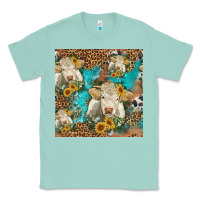 Seafoam sunflowers charolais cow seamless pattern Classic Tee - HRA Design Shop