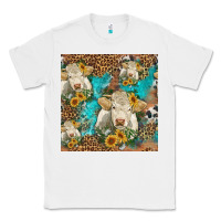 White sunflowers charolais cow seamless pattern Classic Tee - HRA Design Shop