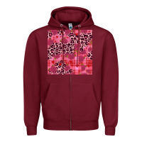 Burgundy valentines day roses leopard seamless pattern Zipper Hoodie - JahusDesignShop