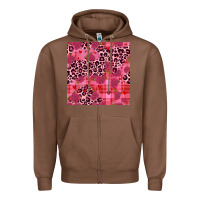 Chestnut valentines day roses leopard seamless pattern Zipper Hoodie - JahusDesignShop