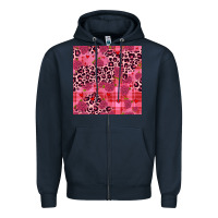 Navy valentines day roses leopard seamless pattern Zipper Hoodie - JahusDesignShop