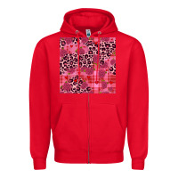 Red valentines day roses leopard seamless pattern Zipper Hoodie - JahusDesignShop