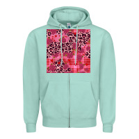 Seafoam valentines day roses leopard seamless pattern Zipper Hoodie - JahusDesignShop