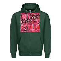 Sports Green valentines day roses leopard seamless pattern Zipper Hoodie - JahusDesignShop