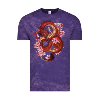 Cloud Purple red dragon and sakura cherry blossoms Vintage Tee - RanaPortraitStore