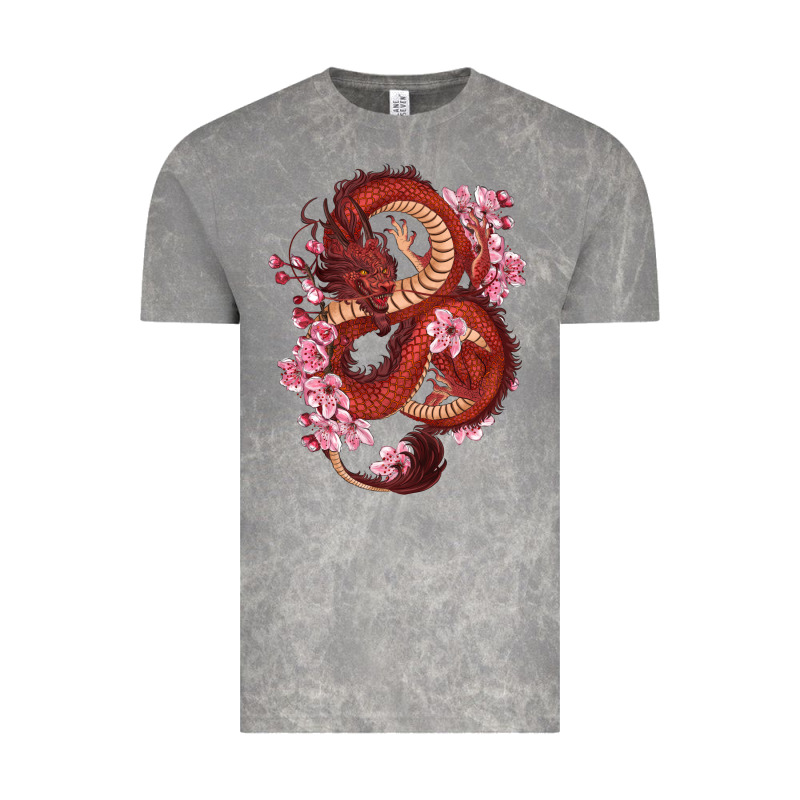 Red Dragon And Sakura Cherry Blossoms Vintage Tee by RanaPortraitStore | Teevron