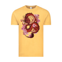 Vintage Mustard red dragon and sakura cherry blossoms Vintage Tee - RanaPortraitStore