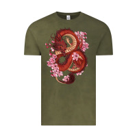 Vintage Olive red dragon and sakura cherry blossoms Vintage Tee - RanaPortraitStore