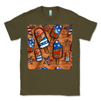 Army Green patriotic popsicles seamless pattern Classic Tee - HRA Design Shop