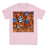 Bubblegum Pink patriotic popsicles seamless pattern Classic Tee - HRA Design Shop