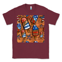 Burgundy patriotic popsicles seamless pattern Classic Tee - HRA Design Shop