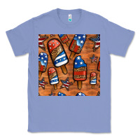 Colony Blue patriotic popsicles seamless pattern Classic Tee - HRA Design Shop