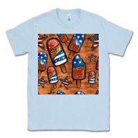 Dusty Blue patriotic popsicles seamless pattern Classic Tee - HRA Design Shop
