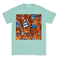 Seafoam patriotic popsicles seamless pattern Classic Tee - HRA Design Shop