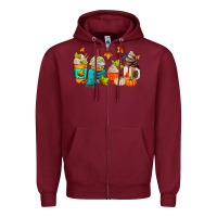 Burgundy fall coffee cups Zipper Hoodie - AdoDesignShop