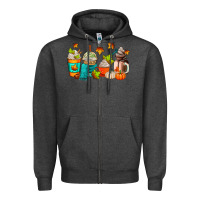 Charcoal Heather fall coffee cups Zipper Hoodie - AdoDesignShop