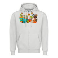 Dove Grey fall coffee cups Zipper Hoodie - AdoDesignShop