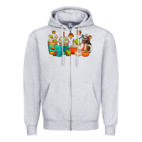 Heather Grey fall coffee cups Zipper Hoodie - AdoDesignShop