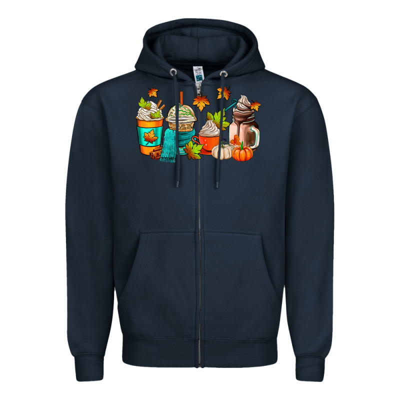 Fall Coffee Cups Zipper Hoodie by AdoDesignShop | Teevron