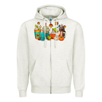 Oatmeal Heather fall coffee cups Zipper Hoodie - AdoDesignShop