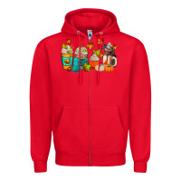 Red fall coffee cups Zipper Hoodie - AdoDesignShop