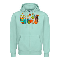 Seafoam fall coffee cups Zipper Hoodie - AdoDesignShop
