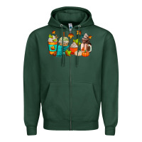 Sports Green fall coffee cups Zipper Hoodie - AdoDesignShop