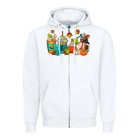 White fall coffee cups Zipper Hoodie - AdoDesignShop