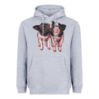Heather Grey cute baby pigs Heavyweight Hoodie - Artiststas