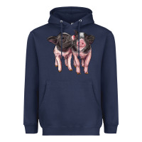 Navy cute baby pigs Heavyweight Hoodie - Artiststas