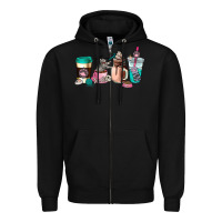 Black cat  coffee cup Zipper Hoodie - AdoDesignShop