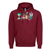 Burgundy cat  coffee cup Zipper Hoodie - AdoDesignShop
