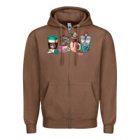 Chestnut cat  coffee cup Zipper Hoodie - AdoDesignShop