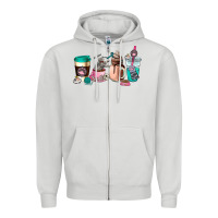 Dove Grey cat  coffee cup Zipper Hoodie - AdoDesignShop