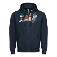 Navy cat  coffee cup Zipper Hoodie - AdoDesignShop