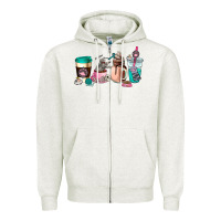 Oatmeal Heather cat  coffee cup Zipper Hoodie - AdoDesignShop