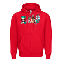Red cat  coffee cup Zipper Hoodie - AdoDesignShop