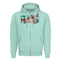 Seafoam cat  coffee cup Zipper Hoodie - AdoDesignShop