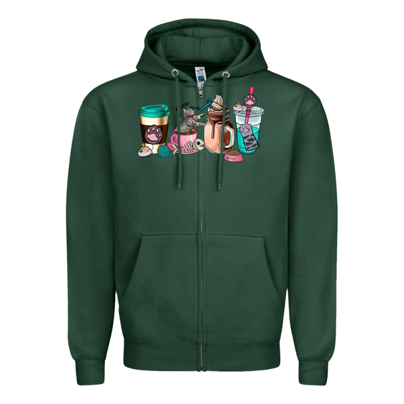 Cat  Coffee Cup Zipper Hoodie by AdoDesignShop | Teevron