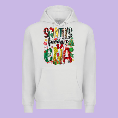 Santas Favorite Cna Nurse Premium Hoodie Designed By Maliassmallbusiness