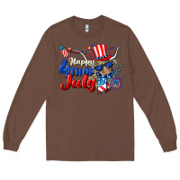 Chestnut Happy 4th of July cow Long Sleeve Tee - CowGirlArtShop