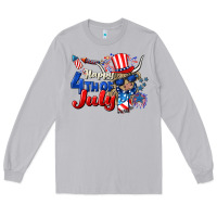 Moon Dust Happy 4th of July cow Long Sleeve Tee - CowGirlArtShop