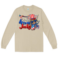 Mushroom Happy 4th of July cow Long Sleeve Tee - CowGirlArtShop