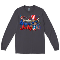 Smoke Happy 4th of July cow Long Sleeve Tee - CowGirlArtShop