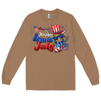 Toasted Coconut Happy 4th of July cow Long Sleeve Tee - CowGirlArtShop