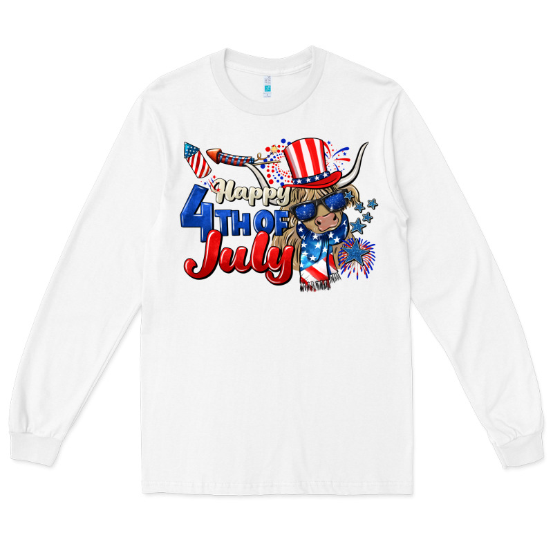 Happy 4th Of July Cow Long Sleeve Tee by CowGirlArtShop | Teevron