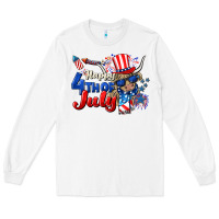 White Happy 4th of July cow Long Sleeve Tee - CowGirlArtShop